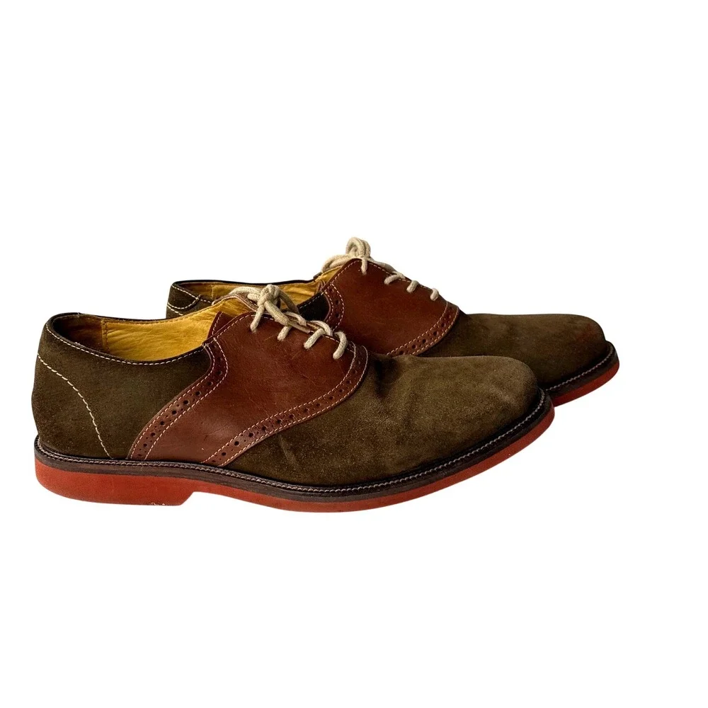 1901 Mens Brown Suede Leather Saddle Oxford Shoes M23109 Size 8.5 M Brazil